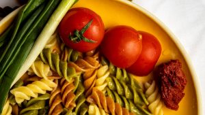 colorful veggie auger pasta